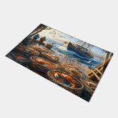 トワイライトハーベスト漁師がカニを集める36x24 ドアマット (アングル)