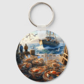 トワイライトハーベスト漁師がカニを集める キーホルダー (正面)