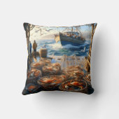 トワイライトハーベスト漁師がカニを集める クッション (裏面)