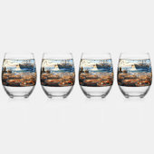 トワイライトハーベスト漁師がカニを集める ステムなしワイングラス (裏面)