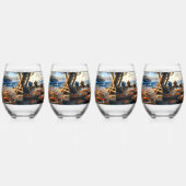 トワイライトハーベスト漁師がカニを集める ステムなしワイングラス (右)