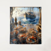 トワイライトハーベスト漁師がカニを集める タペストリー (正面)