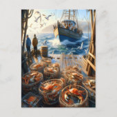 トワイライトハーベスト漁師がカニを集める ポストカード (正面)