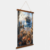 トワイライトハーベスト漁師がカニを集める 吊り下げ型タペストリー (傾斜あり)