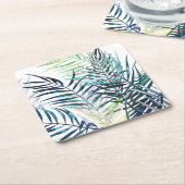 トワイライトパームズトロピカル葉 スクエアペーパーコースター (アングル)