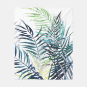 トワイライトパームズトロピカル葉 フリースブランケット (正面)