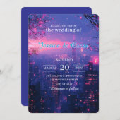 トワイライトヒューズ付きアーバン結婚スカイライン 招待状 (正面/裏面)