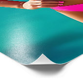 トワイライトビーチポートレート – ネオンピンクビキンの女性 フォトプリント            (角)