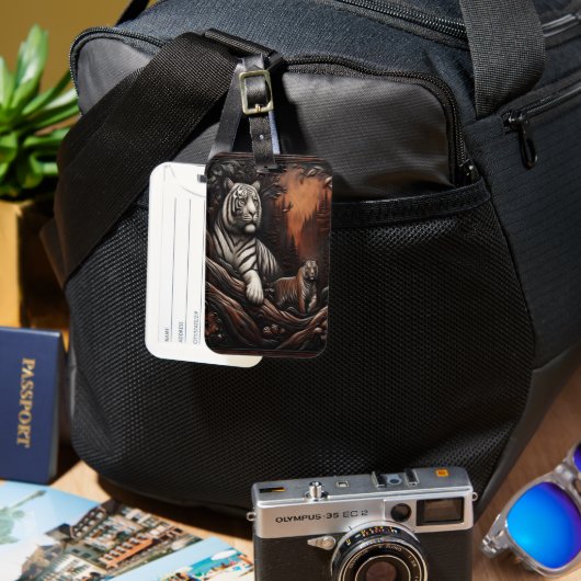 トワイライトフォレストのベンガルタイガーファミリー ラゲッジタグ (正面&裏面)