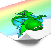 トワイライトフライト – かわいいグリーン&ブルーのドラゴンポスター ポスター (角)