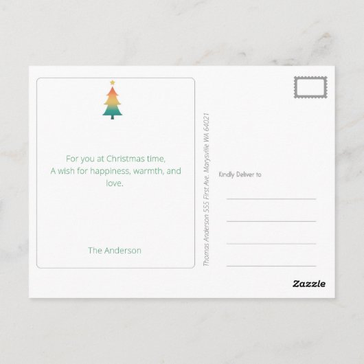 トワイライトホリデーグリーティングポストカのクリスマスツリー ポストカード (裏面)