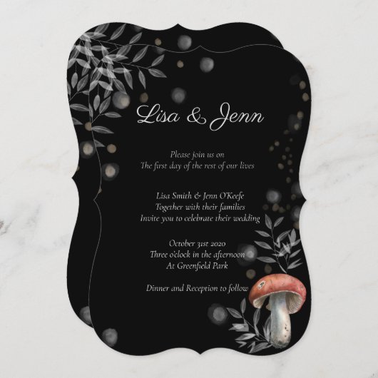 トワイライトマッシュルームコテージコア結婚式招待状 招待状 (正面/裏面)