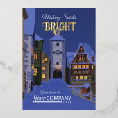 トワイライト白熱［赤熱］光を放つライト、金ゴールドバイエルクリスマス 箔シーズンカード (正面)