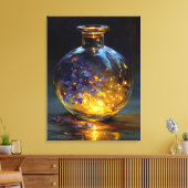 トワイライト花びら白熱［赤熱］光を放つ- Violet Essence inボトル キャンバスプリント (インサイチュ (リビング))