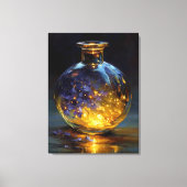 トワイライト花びら白熱［赤熱］光を放つ- Violet Essence inボトル キャンバスプリント (正面)