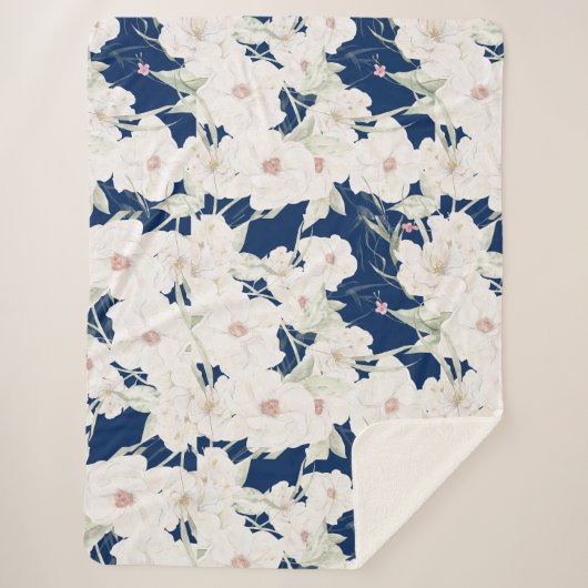 トワイライト開花IIシェルパブランケット – 花模様 シェルパブランケット (正面)