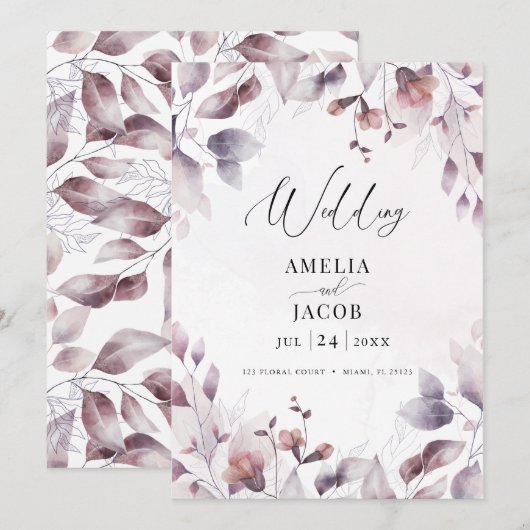 トワイライト ウォーターカラー モダン グリーンネリー 招待状 (正面/裏面)