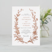 トワエレガントイルフローラ結婚リースバラ金ゴールド 箔招待状 (立ち正面)