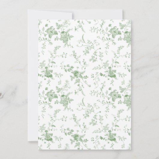 トワエレガントルフランスのセージ緑フローラ結婚ズ 招待状 (裏面)
