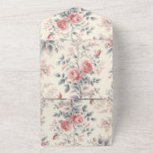 トワビクトリアンルフランスの・ピンク・フローラ オールインワン招待状 (外側)