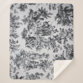 トワフランスのイル・ド・ジュイ黒エレガント白 シェルパブランケット (正面)