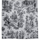 トワフランスのイル・ド・ジュイ黒エレガント白 シャワーカーテン (正面)