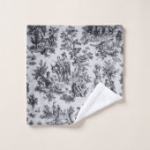 トワフランスのイル・ド・ジュイ黒エレガント白 バスタオルセット (ウォッシュタオル)