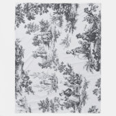 トワフランスのイル・ド・ジュイ黒エレガント白 フリースブランケット (正面)