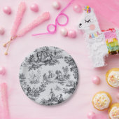 トワフランスのイル・ド・ジュイ黒エレガント白 ペーパープレート (パーティー)