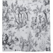 トワフランスのイル・ド・ジュイ黒白エレガント美術 シャワーカーテン (正面)