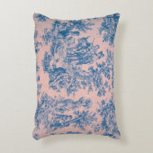 トワフランスのイル・ド・ジュイ・ピンクとブルーエレガント アクセントクッション (正面(垂直))