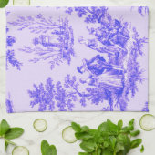 トワフランスのイル・ド・ジュイ・ブルーエレガントと白 キッチンタオル (折り畳み)