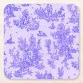 トワフランスのイル・ド・ジュイ・ブルーエレガントと白 スクエアペーパーコースター (正面)