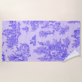 トワフランスのイル・ド・ジュイ・ブルーエレガントと白 ビーチタオル (正面)