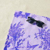 トワフランスのイル・ド・ジュイ・ブルーエレガントと白 ビーチタオル (インサイチュ)