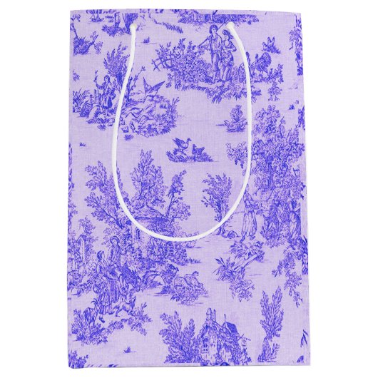 トワフランスのイル・ド・ジュイ・ブルーエレガントと白 ミディアムペーパーバッグ (正面)