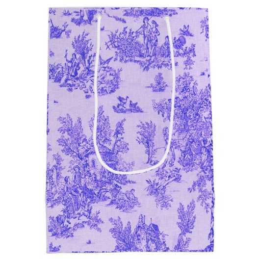 トワフランスのイル・ド・ジュイ・ブルーエレガントと白 ミディアムペーパーバッグ (裏面)