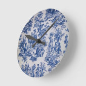 トワフランスのイル・ド・ジュイ・ブルーエレガントと白 ラウンド壁時計 (傾斜)