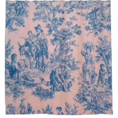 トワフランスのイル・ド・ジョイ・ブルーとピンクエレガント色 シャワーカーテン (正面)