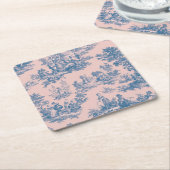 トワフランスのイル・ド・ジョイ・ブルーとピンクエレガント色 スクエアペーパーコースター (アングル)