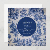 トワフランスのールデジュイブルーアンドホワイトブライダルシャワー セーブザデート (正面/裏面)