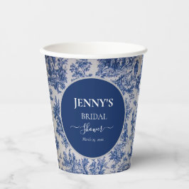 トワフランスのールデジュイブルーアンドホワイトブライダルシャワー 紙コップ