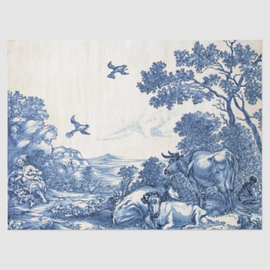 トワフランスのールパストラルカウブルーカントリーヴィンテージ 薄葉紙 (正面)