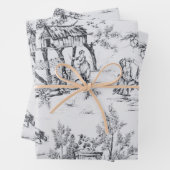 トワフランスのール・ド・ジュイ白黒クラシック ラッピングペーパーシート (インサイチュ)