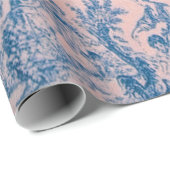 トワフランスのール・ド・ジュイ・ブルーとピンクのデコプティブ ラッピングペーパー (ロールコーナー)