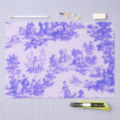 トワフランスのール・ド・ジュイ・ブルーとホワイト・デコプティブ 薄葉紙 (クラフト)