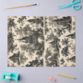 トワフランスのール – ブラックデザインオンクリームティッシュペーパー 薄葉紙 (クラフト)