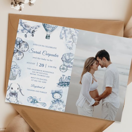 トワルドジュワイブルーボーイ ベビーシャワーパーティーの写真 招待状