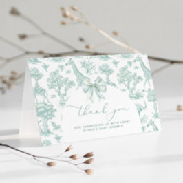 トワル・ド・ジュイ サファリ 緑 リボン ベビーシャワー サンキューカード