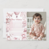 トワル・ド・ジュイ ピンクの女の子 カプセルメモ メッセージカード 招待状 (正面)